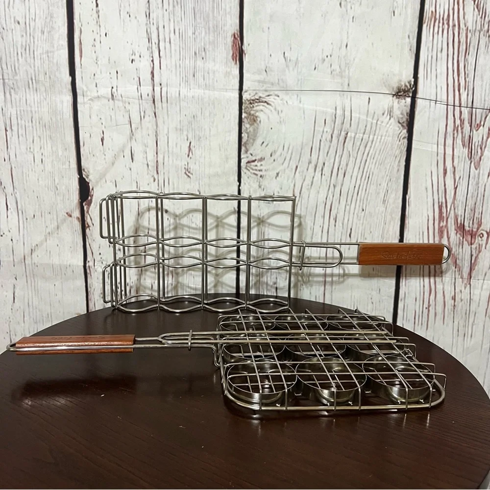 Sur La Table Stainless Steel BBQ Grill Baskets 9 burger sliders 4 corn on a cob